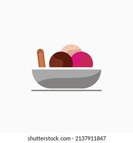 ice cream food icon. pink and brown. suitable for icons, logos, symbols and signs