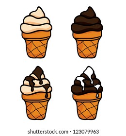 Ice cream food icons, dessert food concept, vector illustration