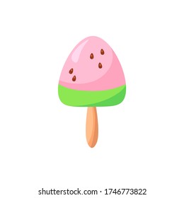 Ice cream food isolated on white. Cartoon doodle waffle cone ice cream. Vector illustration cake