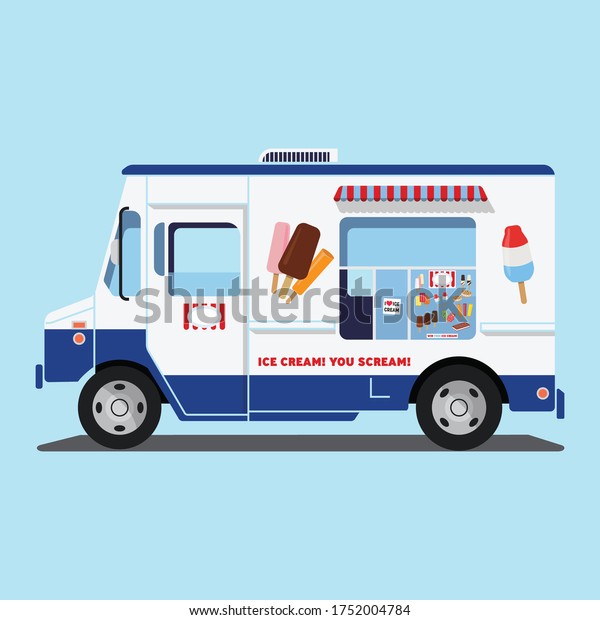 Ice\
Cream Food Truck flat style. Vector illustration.\
