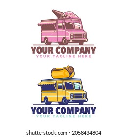 ice cream food truck  and Hot dog Food Truck logo