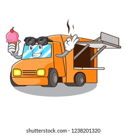 With ice cream Food Truck with Isolated on mascot
