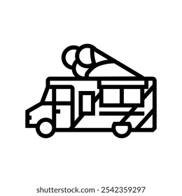 ice cream food truck line icon vector. ice cream food truck sign. isolated contour symbol black illustration