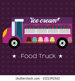 Ice cream food truck. Street food - Vector illustration