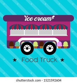 Ice cream food truck. Street food - Vector illustration