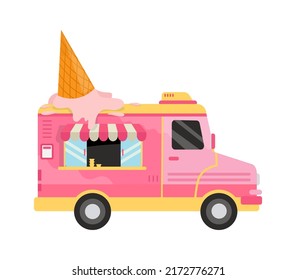 Camión de comida para helados. Ilustración del vector