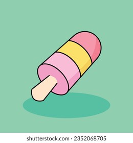 Ice Cream Free vector cartoon icon illustration.Lunchtime Signs and Texts icon concept isolated . flat cartoon style