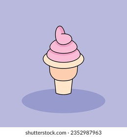 Ice Cream Free vector cartoon icon illustration.baby shower  Signs and Texts icon concept isolated . flat cartoon style