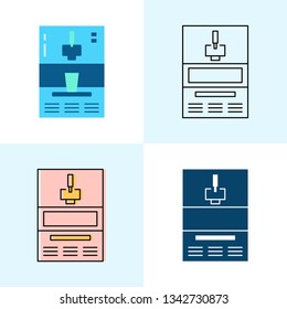 Ice cream freezer icon set in flat and line styles