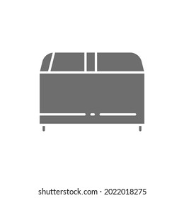 Ice cream freezer with sliding glass grey icon.