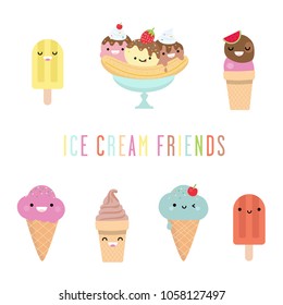 Ice cream friends - vector illustrations