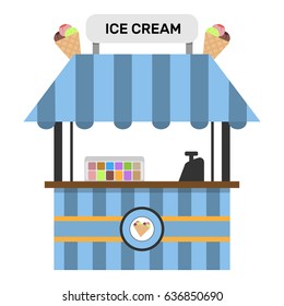 Ice cream frozen food kiosk vector. 