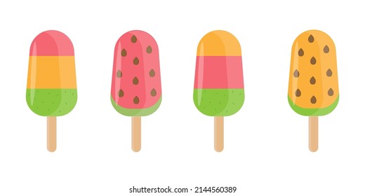 ice cream frozen juice on stick vector illustration