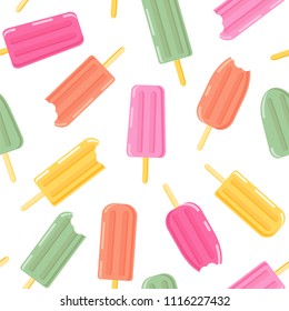 Ice cream and frozen juice. Summer background. Seamless vector pattern.