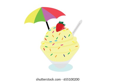Ice Cream and Fruit in bowl