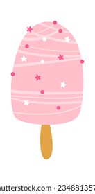 Ice Cream With Fruit Glaze Vector Illustration