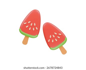 ícone de fruta de sorvete renderização de ilustração 3d