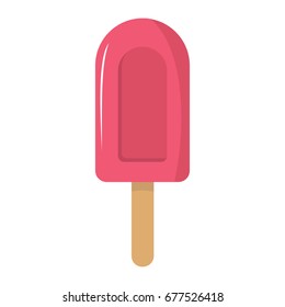 Ice cream of fruit cream ingredients in stick on white background cartoon flat vector illustration
