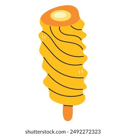 Helado. Paletas de hielo de frutas, golosina congelada de frutas aislada en blanco. Yogur congelado amarillo en palo de madera. Postre dulce refrescante de verano. Ilustración vectorial aislada.