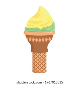 ice cream. fruit ice.  Fruit ice cream in a waffle cup. Summer vector illustration. 