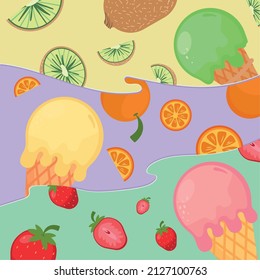 ice cream and fruits pattern design