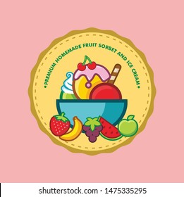 ice cream with fruits vector template