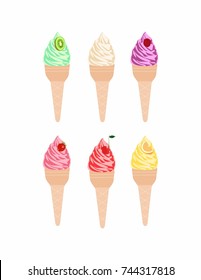 Ice cream fruity white background