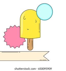 Ice cream fun banner with blank stickers