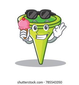 With ice cream funnel character cartoon style