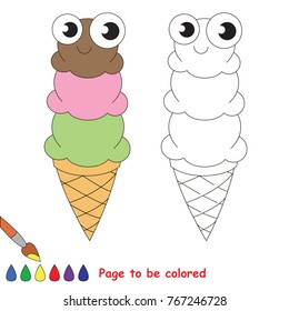 Ice Cream funny to be colored, the coloring book for preschool kids with easy educational gaming level.