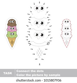 Ice Cream Funny. Dot to dot educational game for kids.