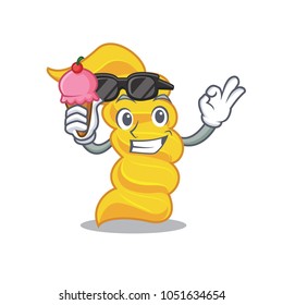 With ice cream fusilli pasta character cartoon