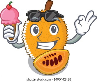 With ice cream gac fruit with the character shape