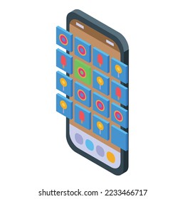 Ice cream gameplay icon isometric vector. Game machine. Mobile team