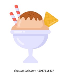 Icono editable de helado gelato plano