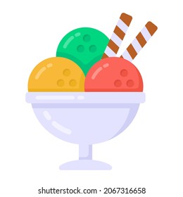 Icono editable de helado gelato plano