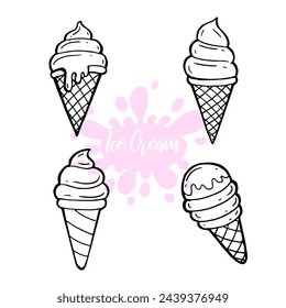 Ice cream gelato hand drawing illustration vector