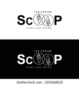 Ice Cream Gelato Logo Design, Sweet Soft Cold Food, Vector Brand Company Products