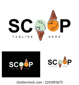 Ice Cream Gelato Logo Design, Sweet Soft Cold Food, Vector Brand Company Products