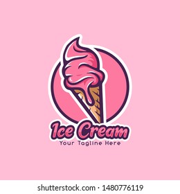 ice cream gelato pink logo. illustration vector template