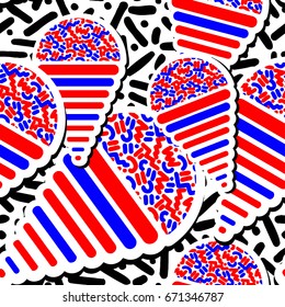 Ice cream geometrical  seamless pattern. Memphis style  trendy 80s-90s style cartoon hand drawn motifs .
