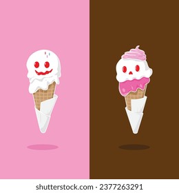 Ice cream ghost vector illustration