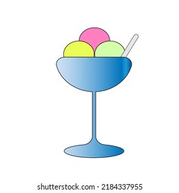 ice cream in glass with balls vector