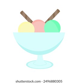 Ice cream in a glass bowl vector illustration