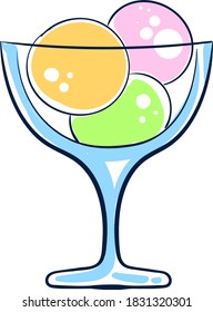 Ice cream in glass cup, illustration, vector on white background