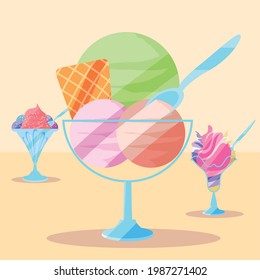 ice cream in a glass cups