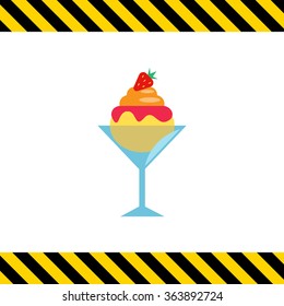 Ice cream in glass dessert bowl