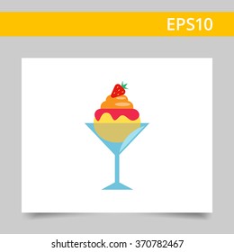 Ice cream in glass dessert bowl