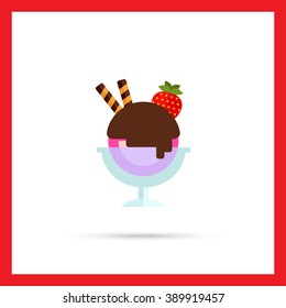 Ice cream in glass dessert bowl