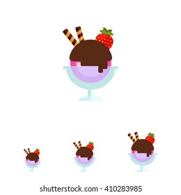 Ice cream in glass dessert bowl